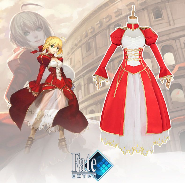 高品質 Fateフェイトセイバー エクストラ 赤セイバー 仮装 コスチューム 赤王 ネロ ドレス風 変装衣装