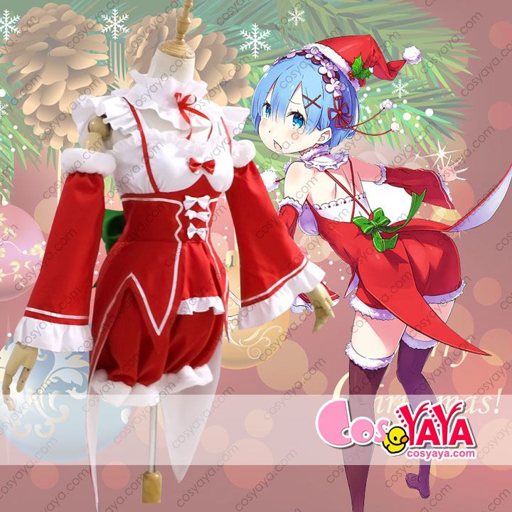 Q⑩3  リゼロ レム クリスマス 白 赤 コスプレ 衣装 オリジナル サンタ