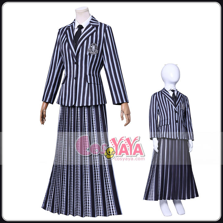 ネバーモア・アカデミー グレー 印刷スタイル コスチューム